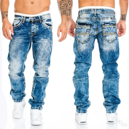 2025 New Ripped Jeans Men Slim-fit Denim Pants Cotton Korean Style Fashion Elasticity Versatile Blue Black Men's Clothing S-XXXL