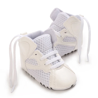 0-18 Months Infant Spring Shoe Newborn Infant Girls and Boys Recreational Baptism Non-Slip Walking Shoe White Soft-soled Sneaker