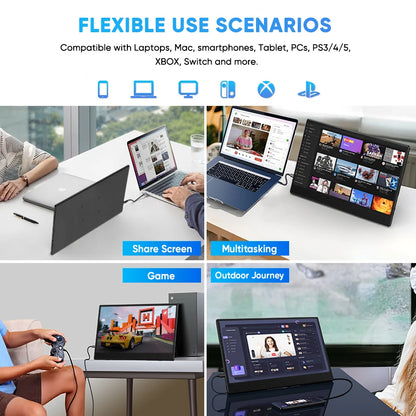 12.2 Inch Portable PC Monitor IPS 1920*1200 Resolution Dual Built-In Speakers 16:10 HD VESA Mountable Business Screen for Laptop