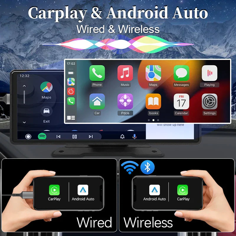 Pantalla de coche universal inalámbrica Carplay Android Auto