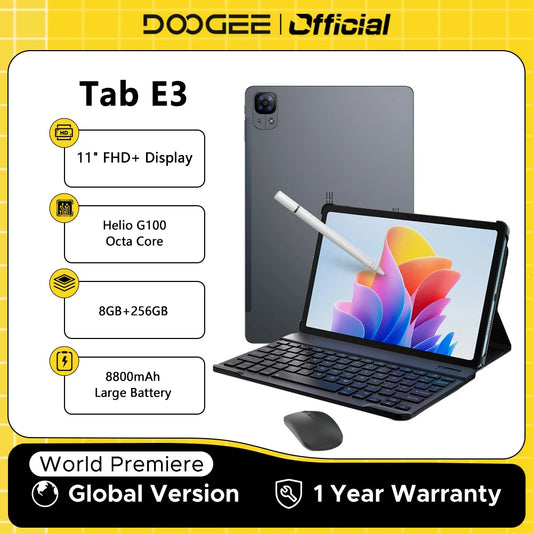 【Brand+】Doogee Tab E3 Tablet Pc Android 15 Gemini Ai 11-Inch Ultra-Clear 32Gb(8+24) 256Gb Helio G100 8800Mah Battery Tablet