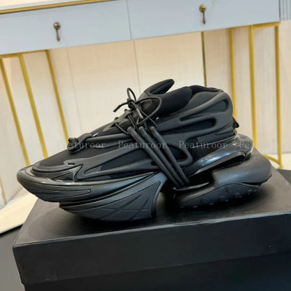 ‌Men Women Gradient Color Sneakers Patchwork High Quality Walking Shoes Thick Sole Lace Up Flats Casual Shoes Big Size 35-46