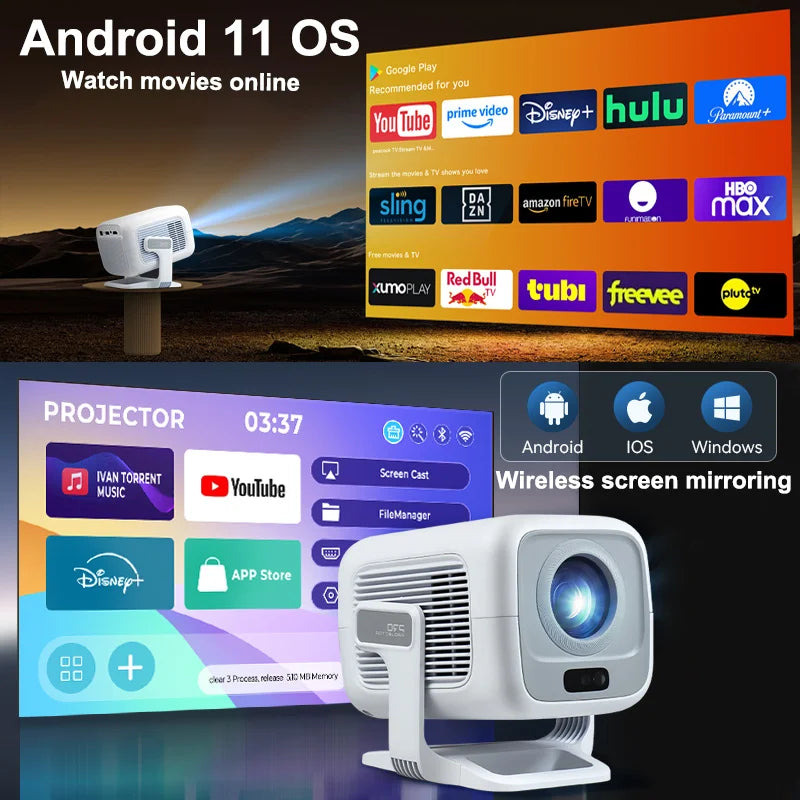 Proyector portátil NNEOBA 4K Android nativo blanco
