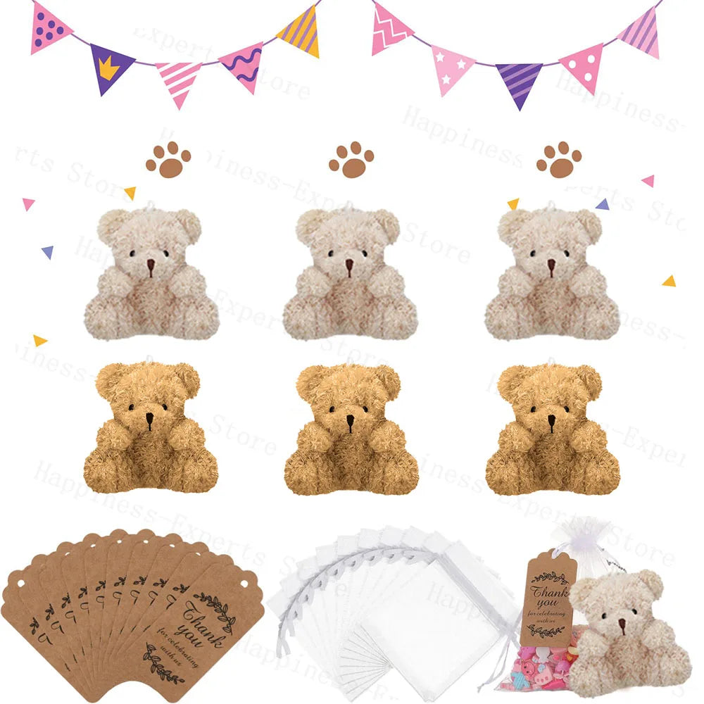 6-60Set Mini Bear Plush Stuffed Small Teddy Bear Wedding Gift for Guests Baby Shower Decoration Bear Keychain for Christmas Xmas