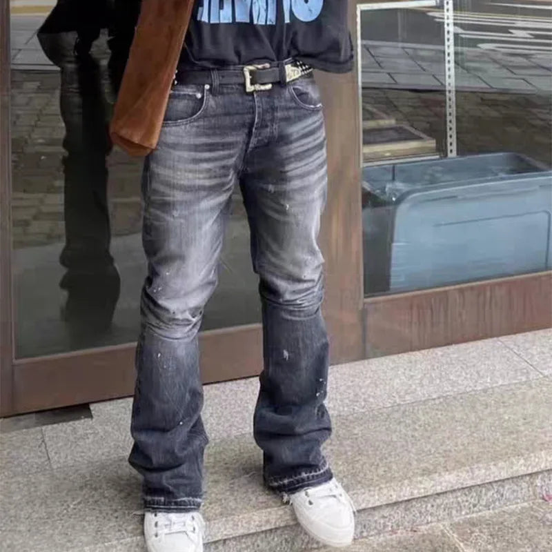 Owen Seak Men’s Jeans Denim Cotton Men Gradient Flared Casual Pants Autumn Designer Luxury Long Trousers