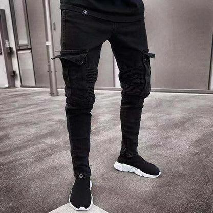 Men s Stylish Cargo Jeans with  Fit Design and Multiple Pockets for Spring and Summer Streetwear Fashion