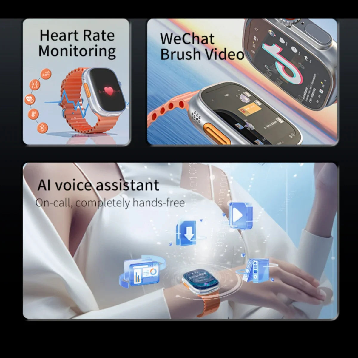 NNEOBA Reloj inteligente Android con cámara giratoria naranja