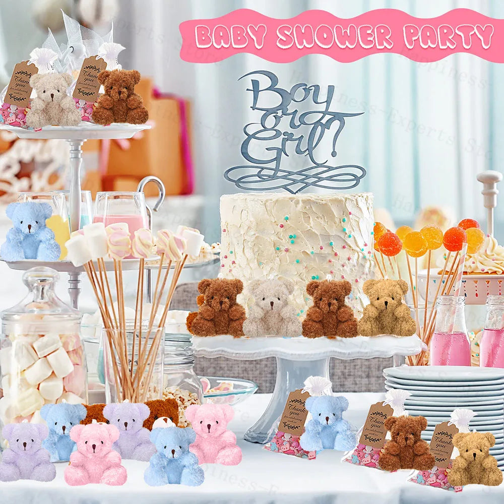 6-60Set Mini Bear Plush Stuffed Small Teddy Bear Wedding Gift for Guests Baby Shower Decoration Bear Keychain for Christmas Xmas