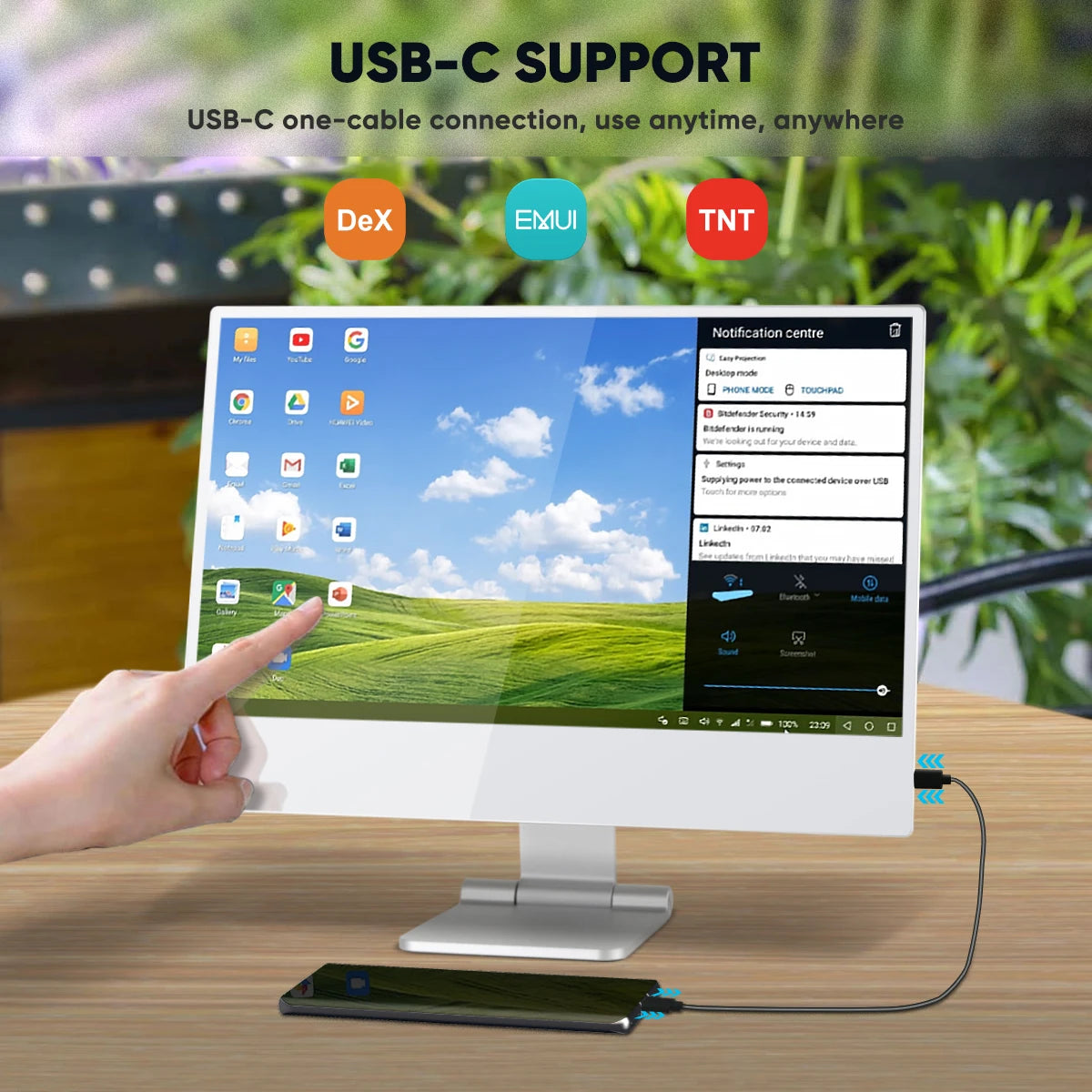 16-Inch FHD IPS Display USB-C Portable Gaming Monitor High Definition External Monitor with Cover Speakers for Laptop