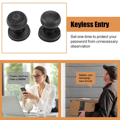 -September Fingerprint Door Lock-Smart Door Handle, Keyless Door Handle With Password Keypad For Bedroom Smart Door Lock