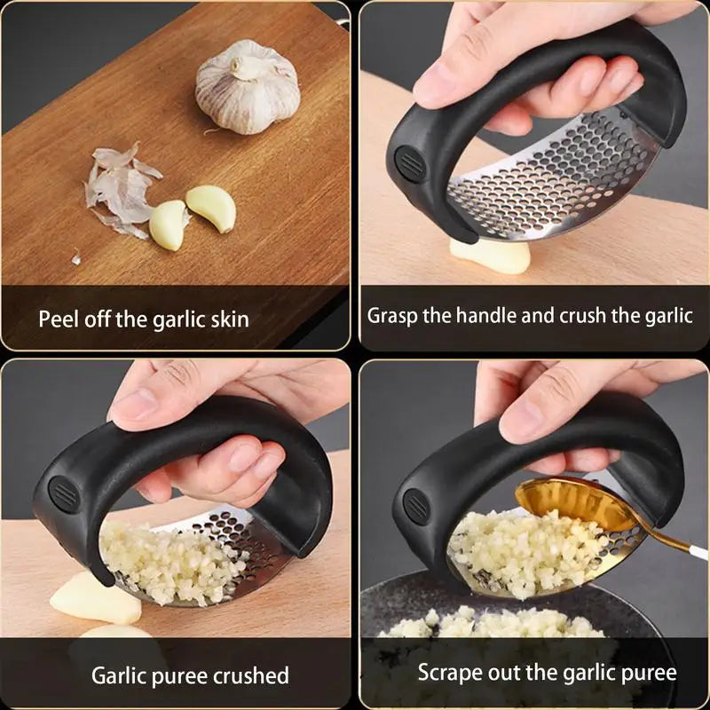 Upgraded Stainless Steel Garlic Press Squeezer Manual Garlic Ginger Rocker Crusher Garlic Cutting Mince Tools Kitchen Gadgets