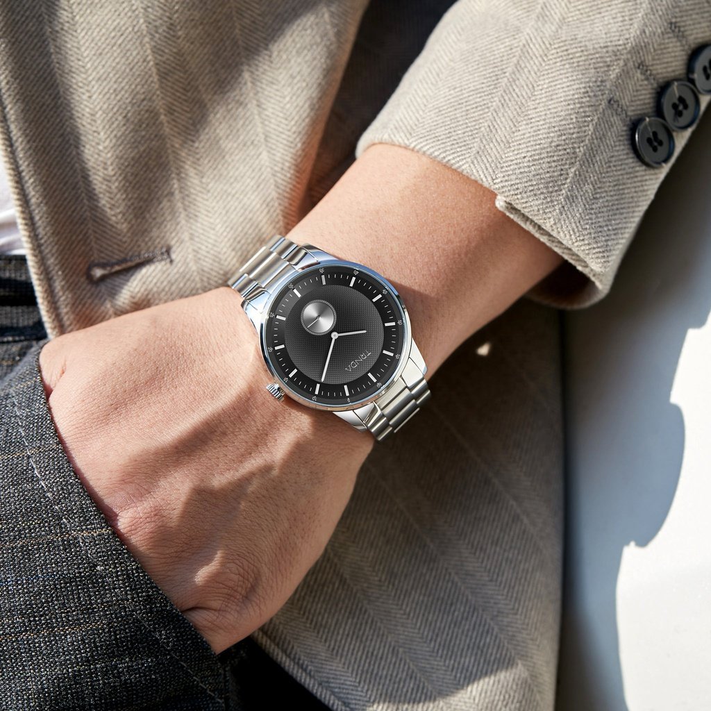 Reloj Trnda de acero inoxidable para hombre, esfera gris claro degradado | Trn-4325