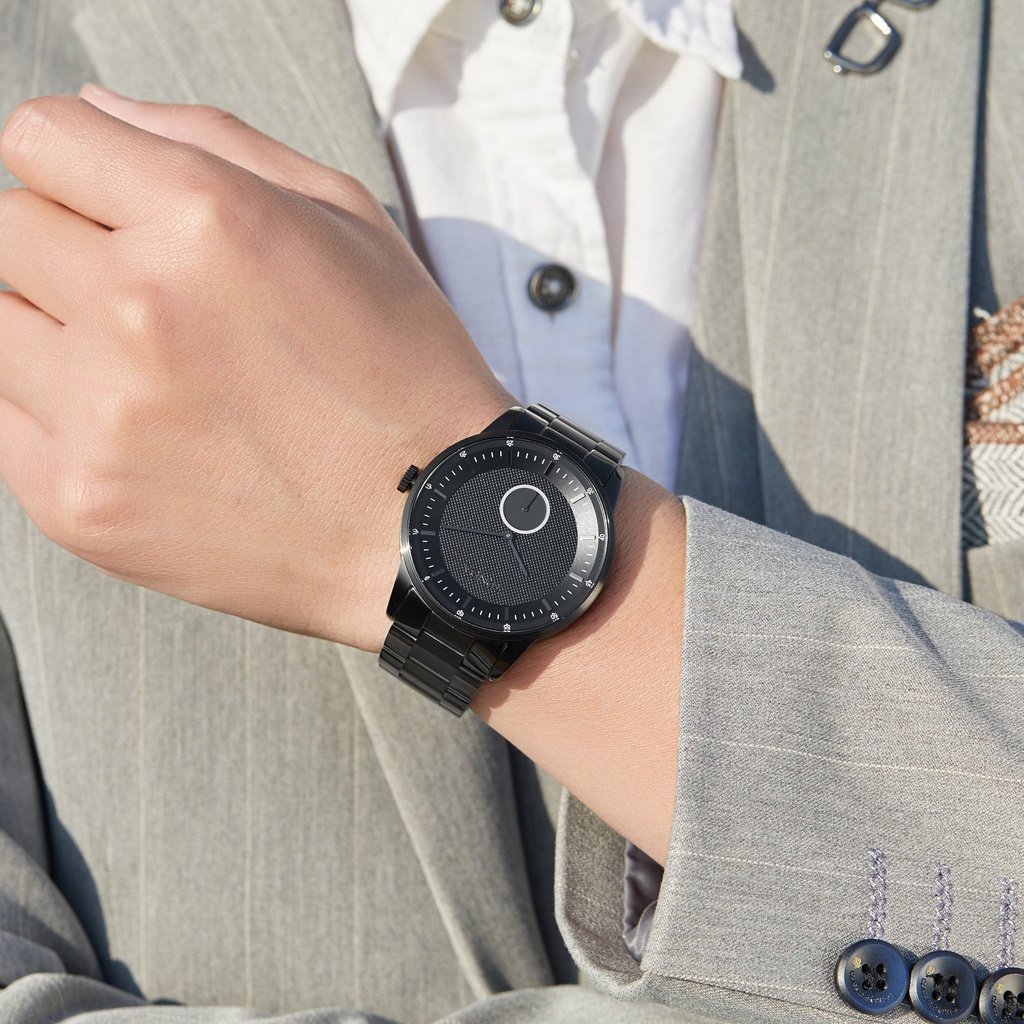 Reloj Trnda de acero inoxidable negro para hombre, esfera redonda | Trn43mmblack