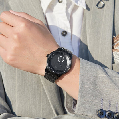 Trnda Men's Black Stainless Steel Watch, Round Dial | Trn43mmblack