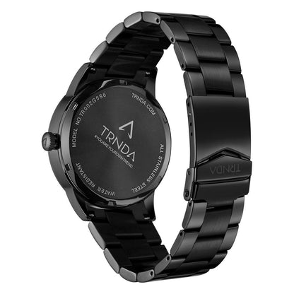 Trnda Men's Black Stainless Steel Watch, Round Dial | Trn43mmblack
