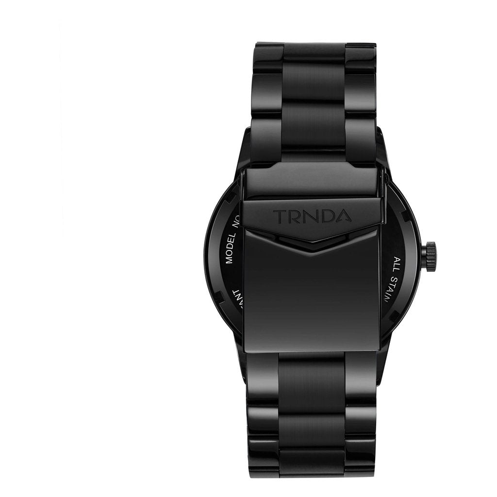 Reloj Trnda de acero inoxidable negro para hombre, esfera redonda | Trn43mmblack