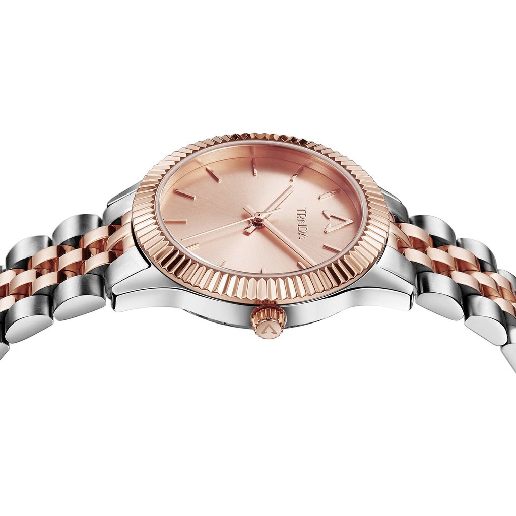 Reloj Trnda de acero inoxidable para mujer, esfera plateada y oro rosa | Trnda 32 mm