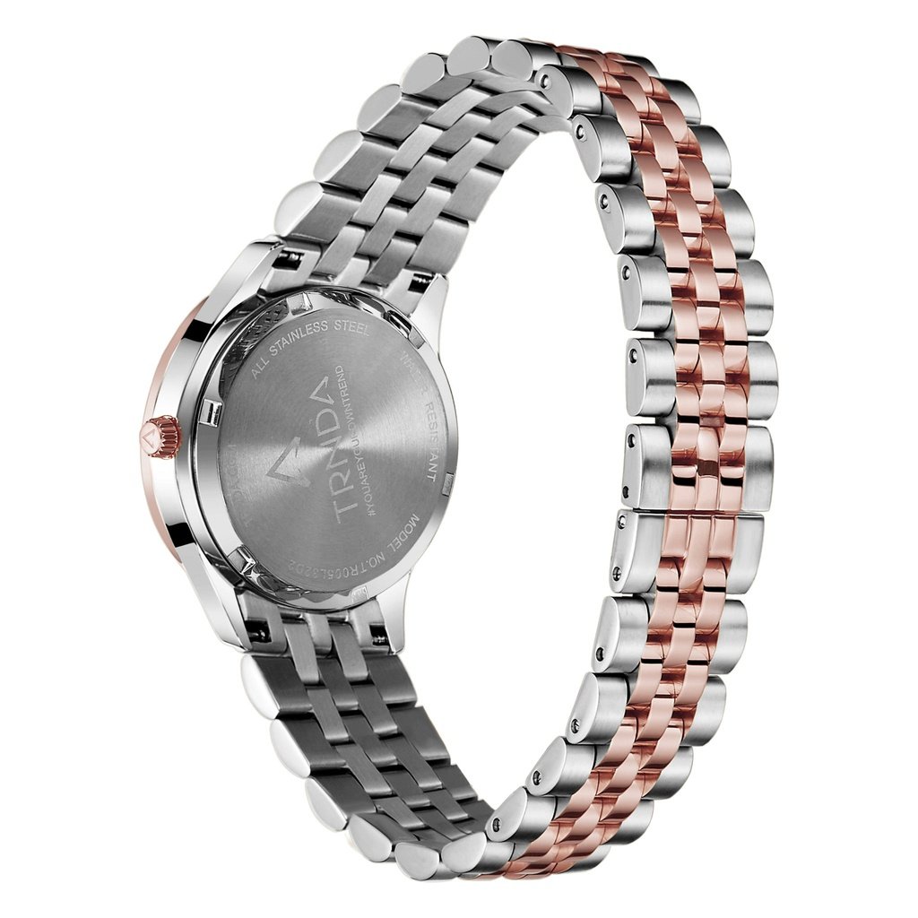 Reloj Trnda de acero inoxidable para mujer, esfera plateada y oro rosa | Trnda 32 mm