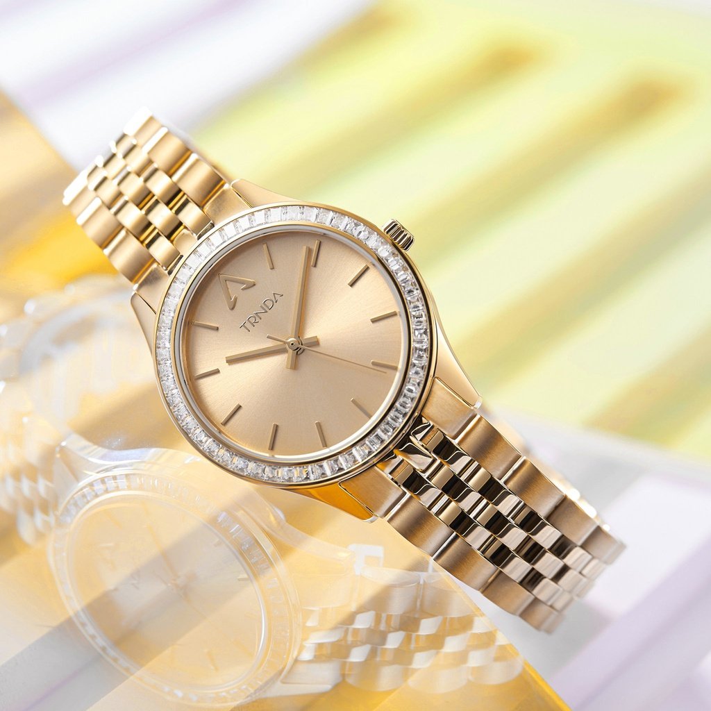 Reloj Trnda de acero inoxidable dorado para mujer, esfera dorada | Trn-W32g