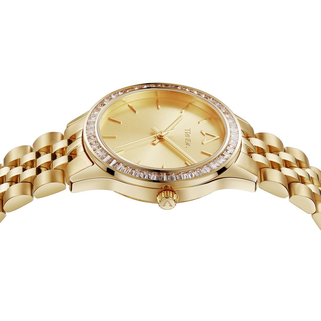 Reloj Trnda de acero inoxidable dorado para mujer, esfera dorada | Trn-W32g