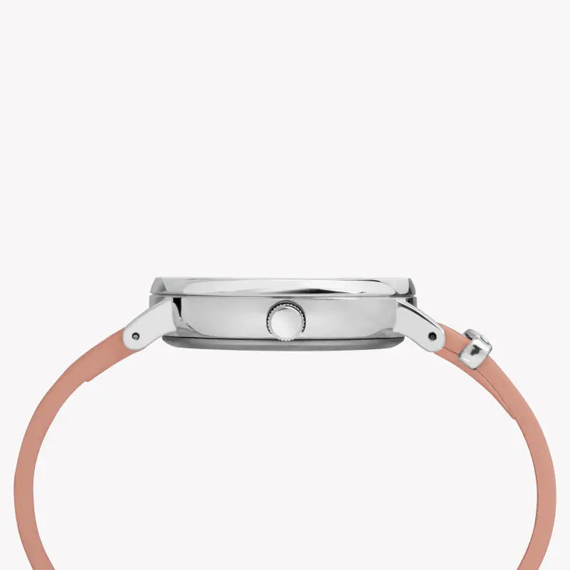 Reloj Timex de piel rosa para mujer, esfera blanca | Tw2r70400
