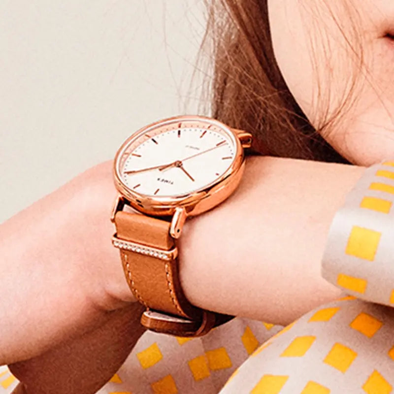 Reloj Timex de piel rosa para mujer, esfera blanca | Tw2r70400