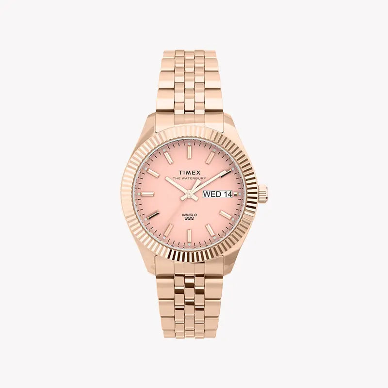 Reloj Timex para mujer en oro rosa con esfera rosa | Tw2u78400
