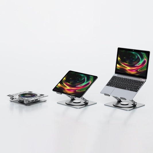 NNEDSZ mbeat Stage S8 Rotating Laptop Stand with RGB Cooling Fan and USB Ports