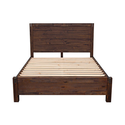 NNEDSZ Pieces Bedroom Suite in Solid Wood Veneered Acacia Construction Timber Slat Queen Size Chocolate Colour Bed, Bedside Table , Tallboy & Dresser