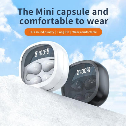 NNEDSZ Smart Digital Display Bluetooth Earphones With Transparent Capsule Design