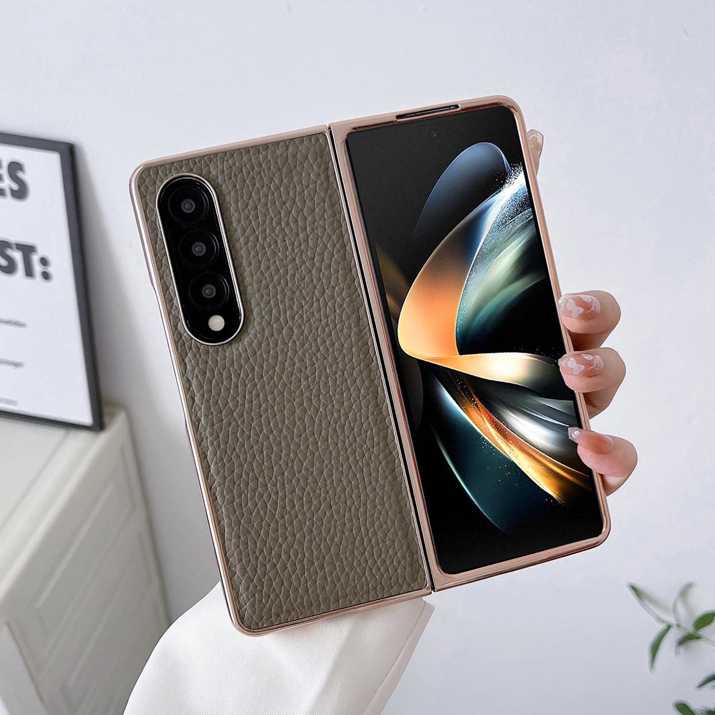 NNEDSZ Star Series Nano Electroplating Pu Case For Samsung Galaxy Z Fold 4 - Elephant Grey