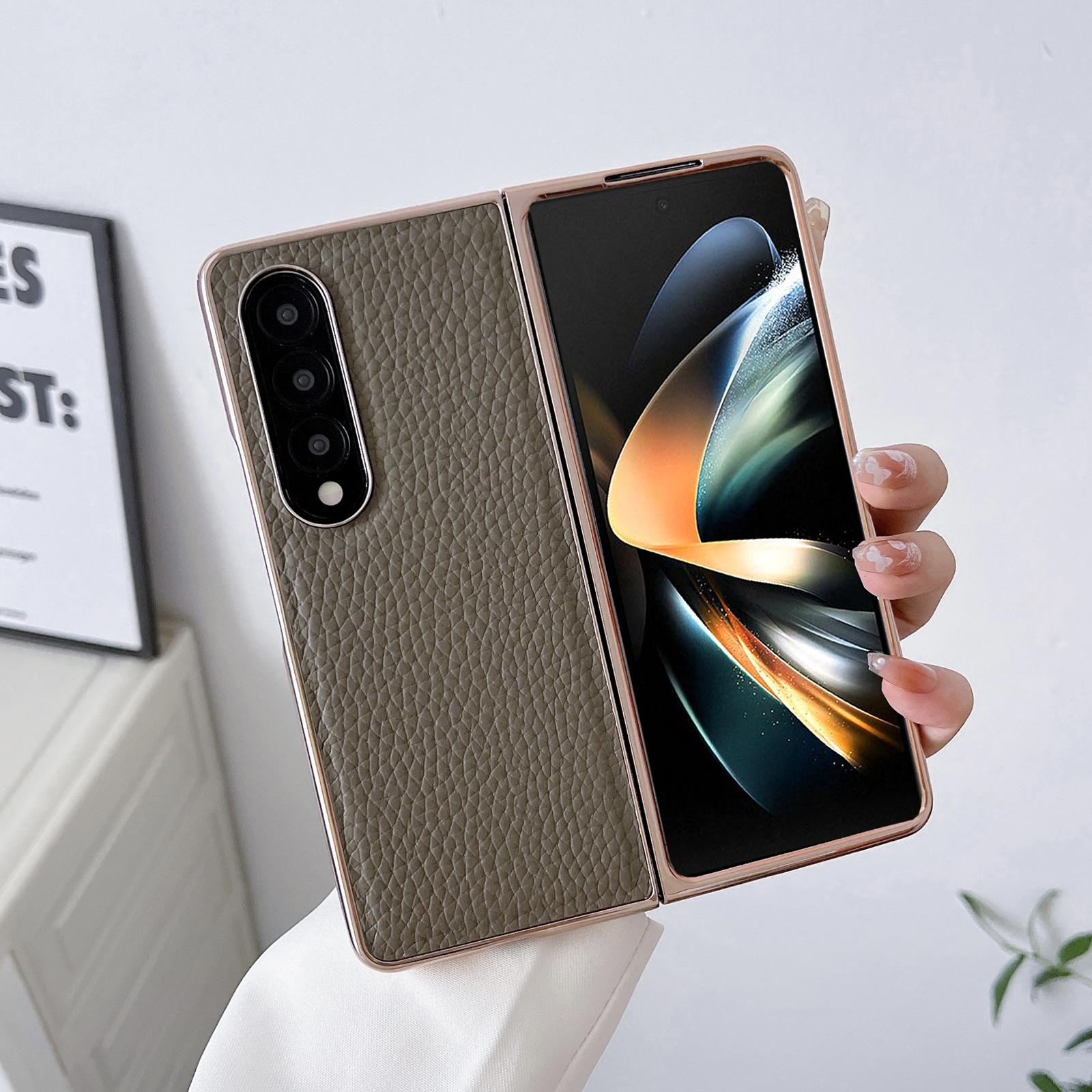 Funda de PU con nanogalvanización NNEDSZ Star Series para Samsung Galaxy Z Fold 4 - Gris elefante