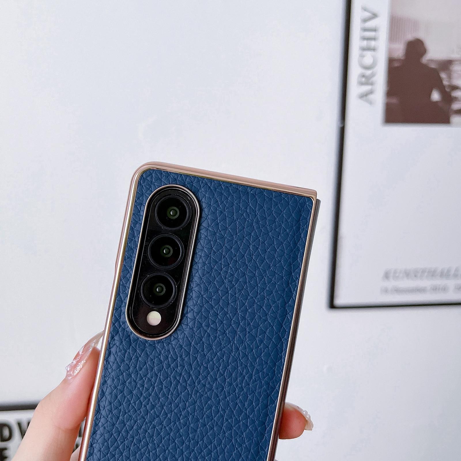 Funda de PU con nanogalvanización NNEDSZ Star Series para Samsung Galaxy Z Fold 4 - Gris elefante