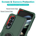 Funda NNEDSZ de TPU a prueba de golpes con anillo para Galaxy Z Fold 4 - Diseño 2 en 1 - Verde oscuro