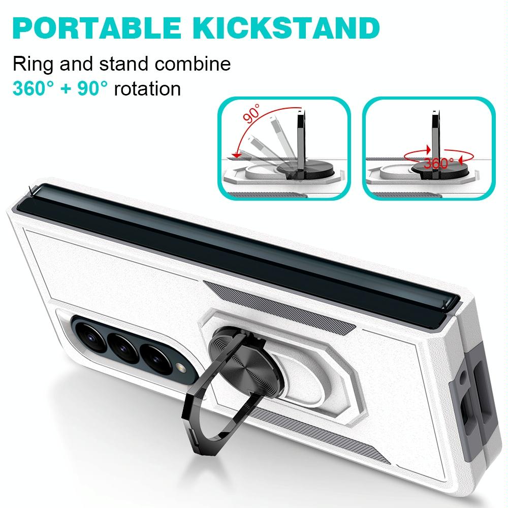 Funda NNEDSZ de TPU a prueba de golpes con anillo para Galaxy Z Fold 4 - Diseño 2 en 1 - Verde oscuro