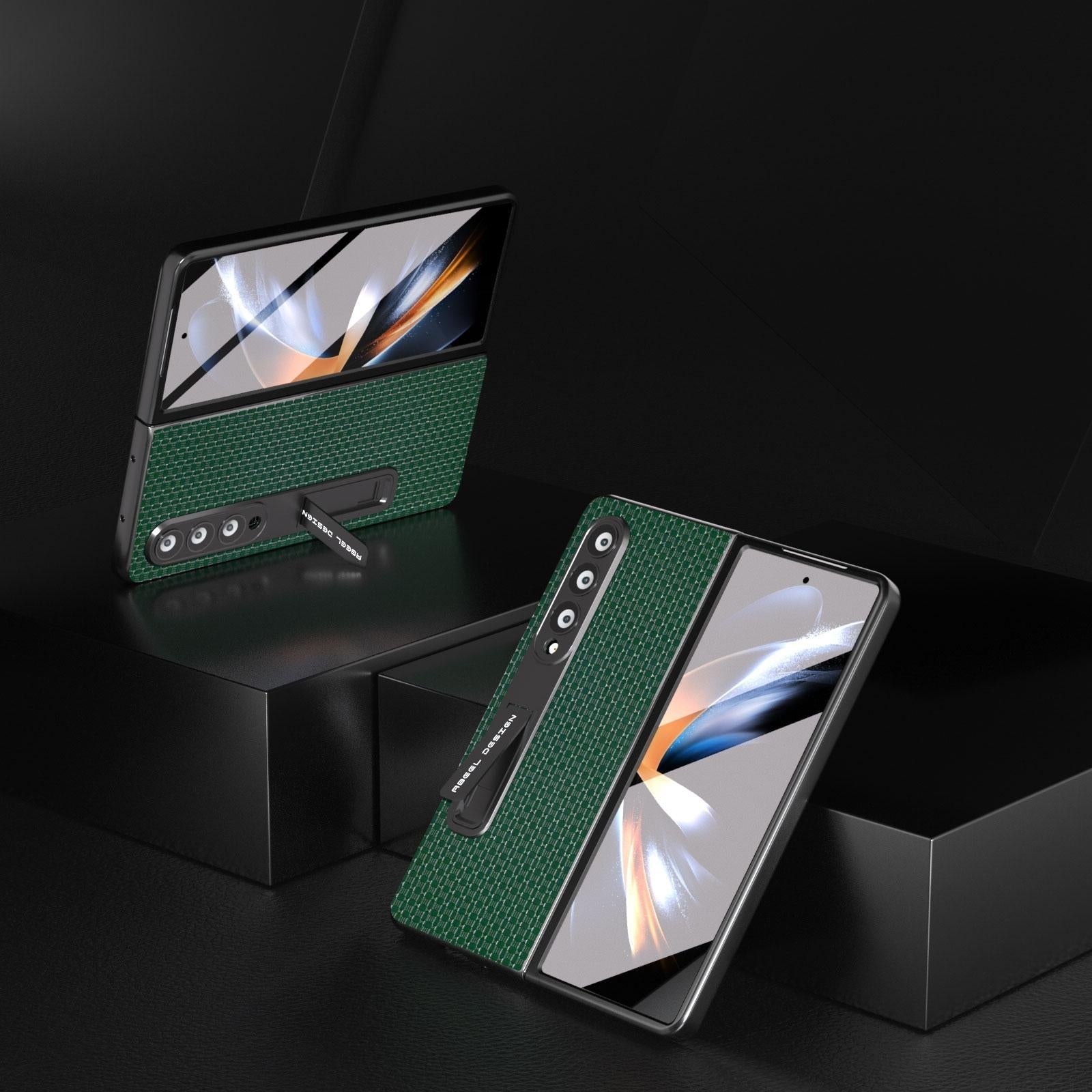 Funda de cuero premium NNEDSZ con soporte para Samsung Galaxy Z Fold 4/5G - Diseño de lujo - Café
