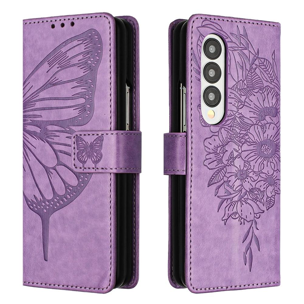 NNEDSZ Butterfly Embossed Leather Phone Case - Light Purple
