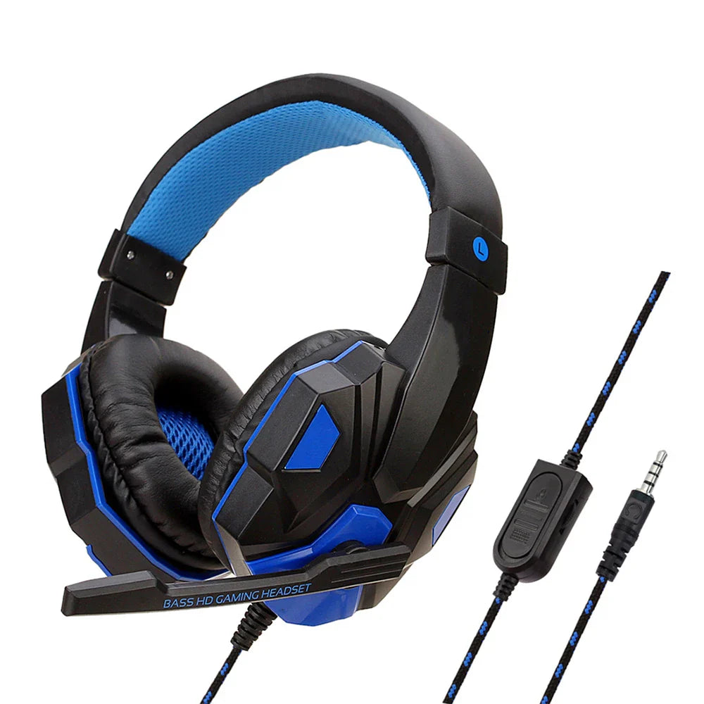Auriculares para juegos con cable NNEOBA y micrófono con cancelación de ruido (azul)
