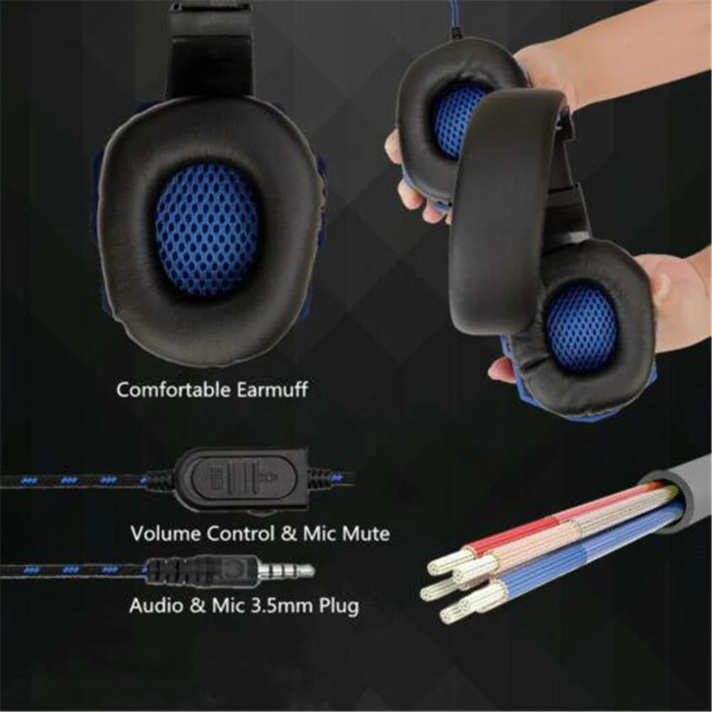 Auriculares para juegos con cable NNEOBA y micrófono con cancelación de ruido (azul)