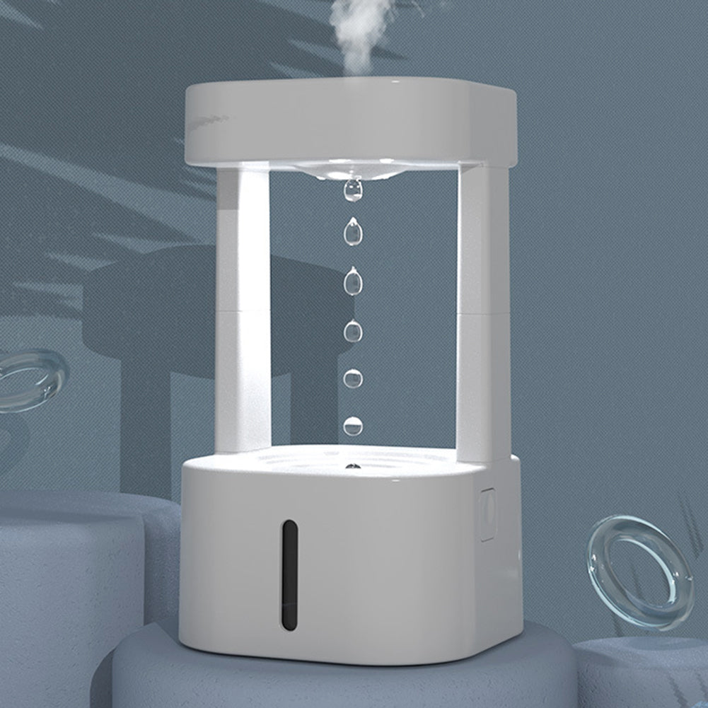 Humidificador de aire acondicionado con forma de gota de agua antigravedad, creativo, silencioso, para el hogar, dormitorio y oficina, con tanque de agua de 580 ml.