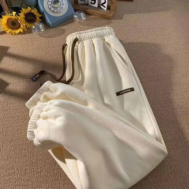 Mens Fleece-Lined Thickened Loose-Fit Casual Pants