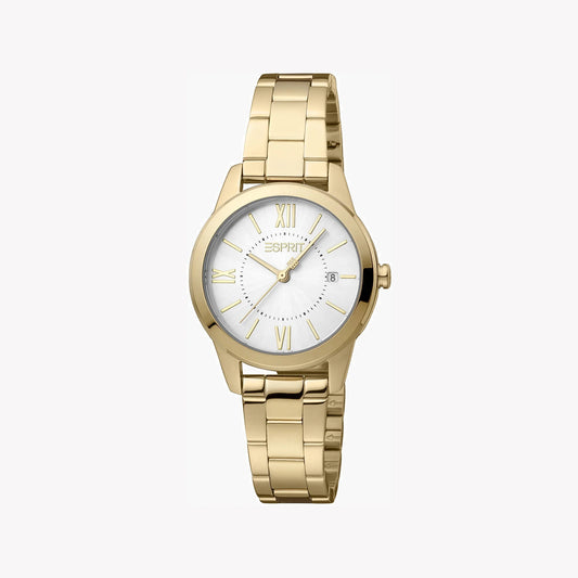 Esprit Women's Gold Stainless Steel Watch, Silver Dial | Es1l186m0035