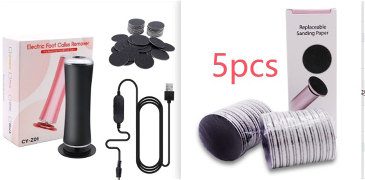 Removedor eléctrico de callos para pies, lima para talones, piel muerta, herramienta de pedicura, pulidor electrónico de pies y papel de lija de repuesto.