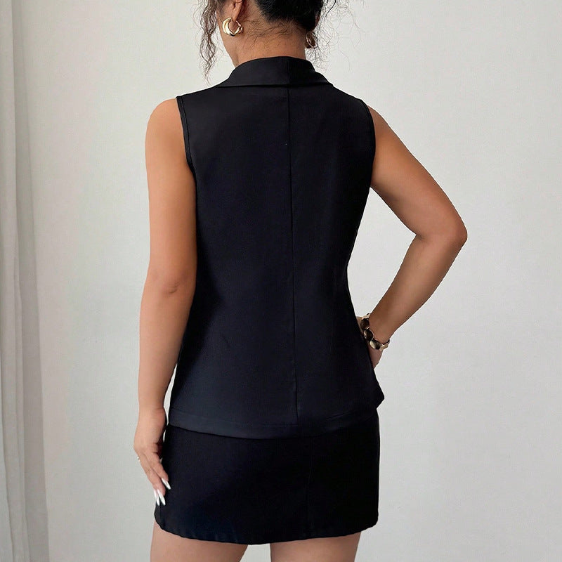 Top sin mangas con estampado para mujer