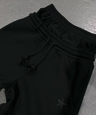 Pantalones deportivos de dos piezas, de pierna ancha, sencillos, informales y con bordado de estrella de cinco puntas, de cintura doble y modernos