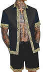 Men's Casual Loose Short Sleeves Shirt Shorts Hawaii Suit