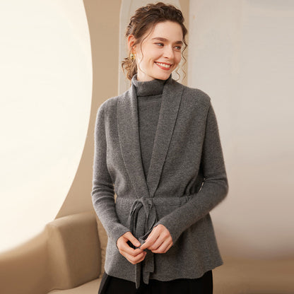 Waist-tight Cashmere Vest Sleeveless Knitted Cardigan For Women