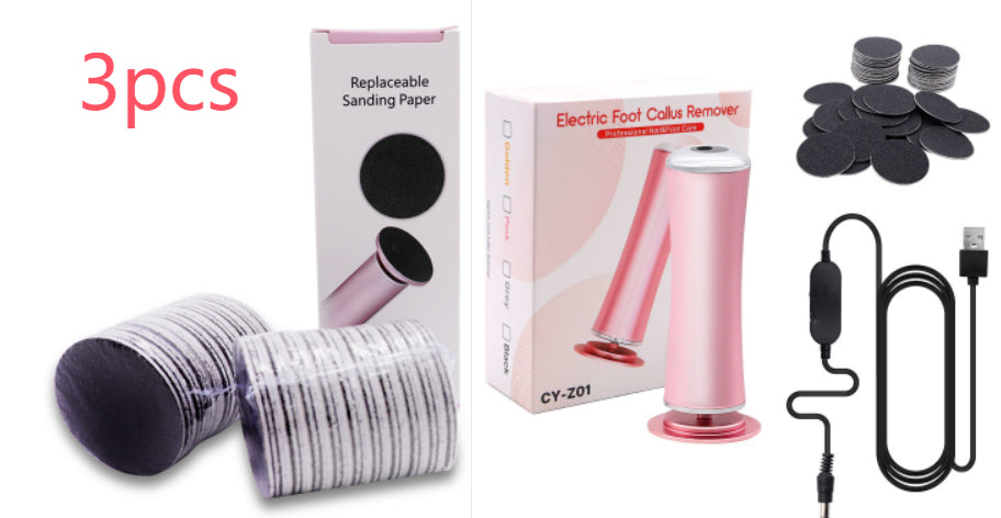 Removedor eléctrico de callos para pies, lima para talones, piel muerta, herramienta de pedicura, pulidor electrónico de pies y papel de lija de repuesto.