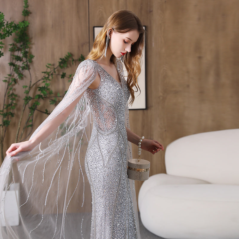 Vestido de noche para banquete, adelgazante, cola de pez, vestido de noche para anfitrión