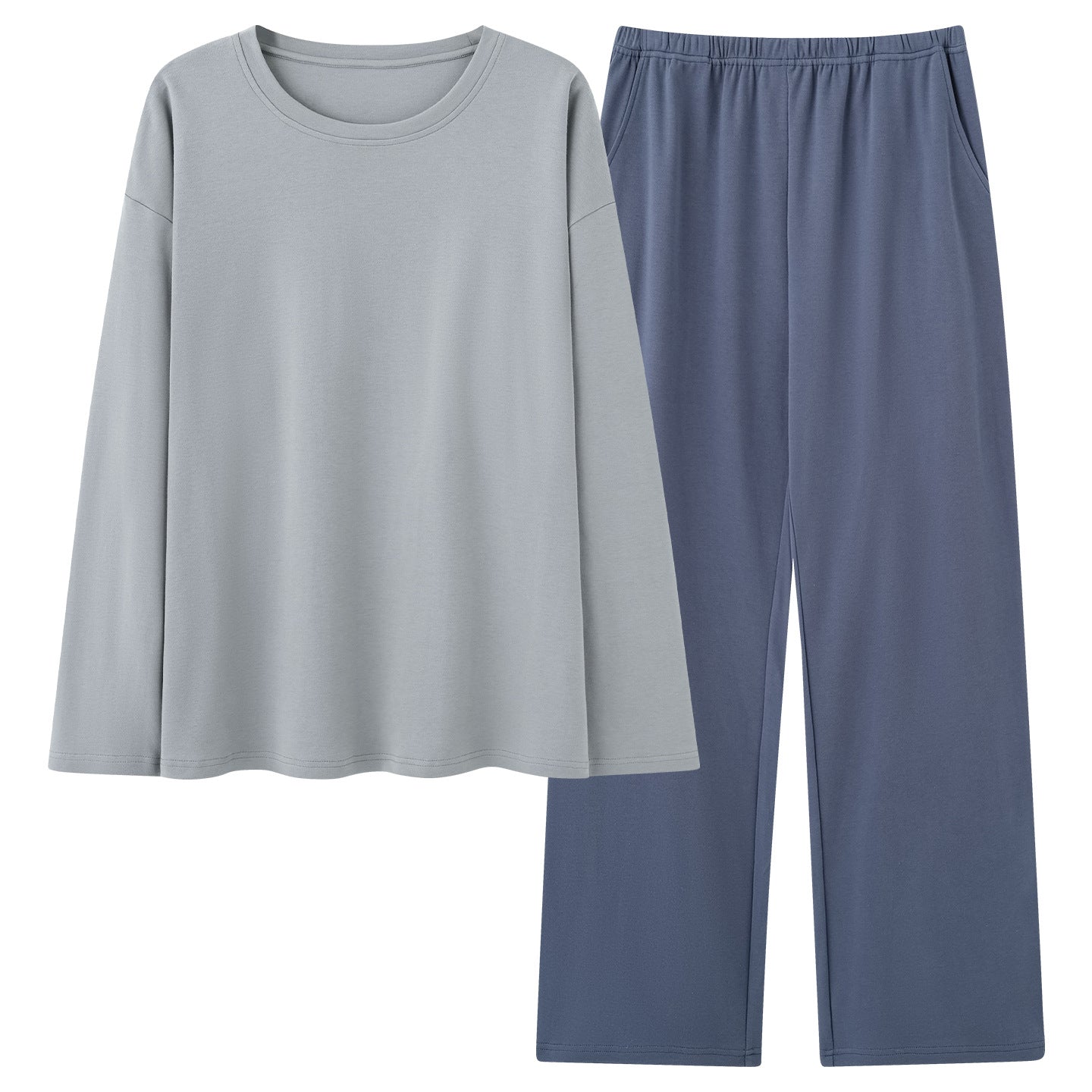 Conjunto de pijama para hombre de 100% algodón con camiseta de manga larga y pantalón largo.